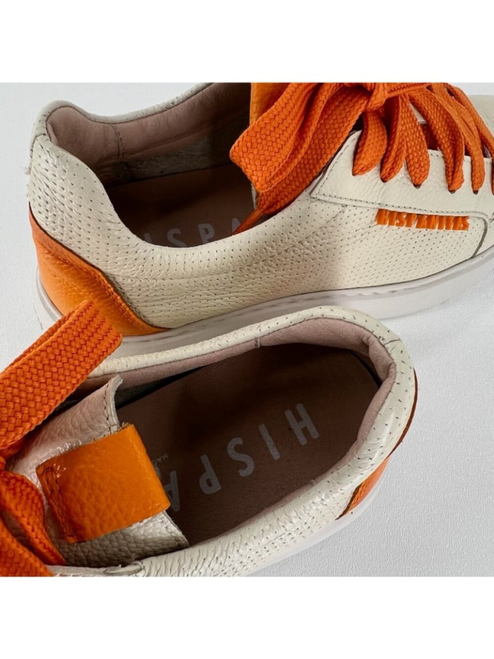 Hispanitas Oceania Mandarin Leather Sneakers Womens 36 Triflow Gel Cream Orange - Picture 12 of 14